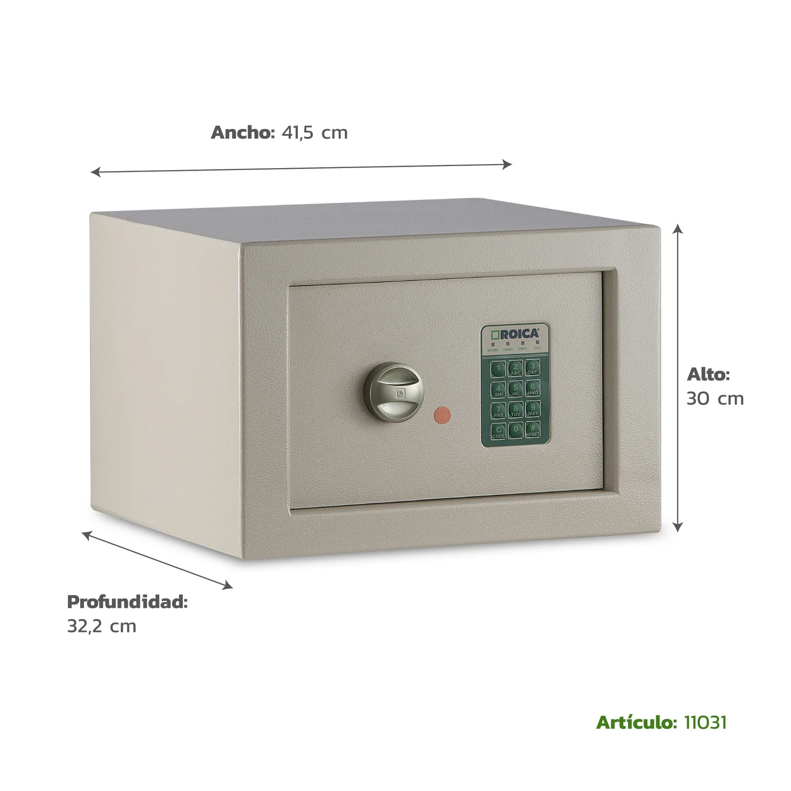 Medidas técnicas de Caja de Seguridad Digital Para Mueble