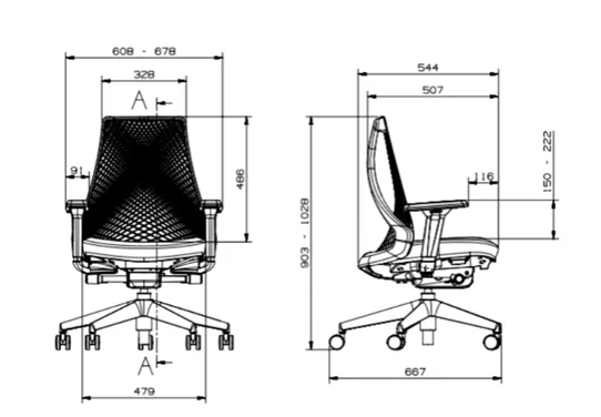 Medidas técnicas de Silla Bix X+ Fendi