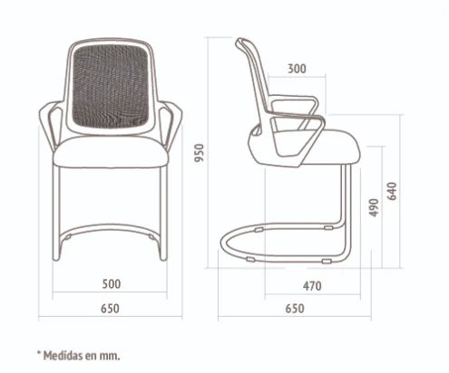 Medidas técnicas de Silla Fresa 205