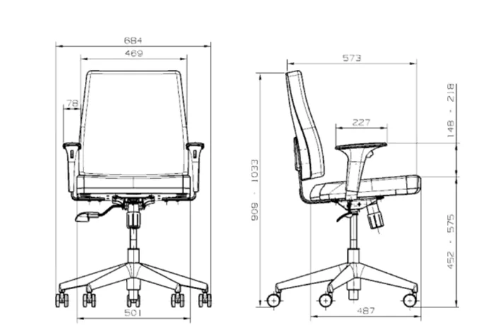 Medidas técnicas de Silla Izzi Mid Fendi