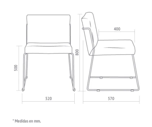 Medidas técnicas de Silla Milano
