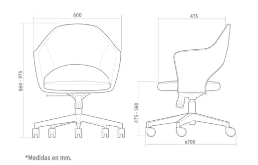 Medidas técnicas de Silla Nobile