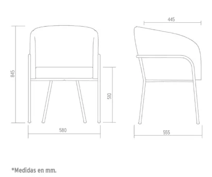 Medidas técnicas de Sillon Carrara