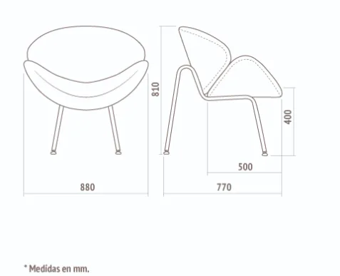 Medidas técnicas de Sillon Paulin