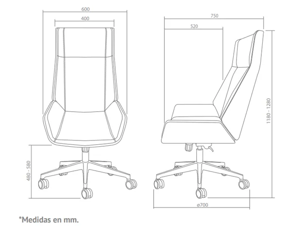 Medidas técnicas de Sillón Symphony