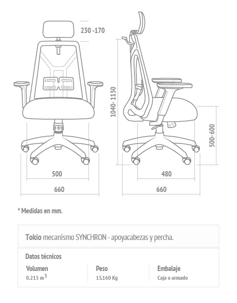 Medidas técnicas de Sillon Tokio